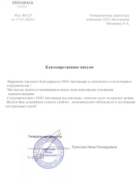 отзыв ИП Гронская Нина Геннадьевна от 11.01.2024 г.